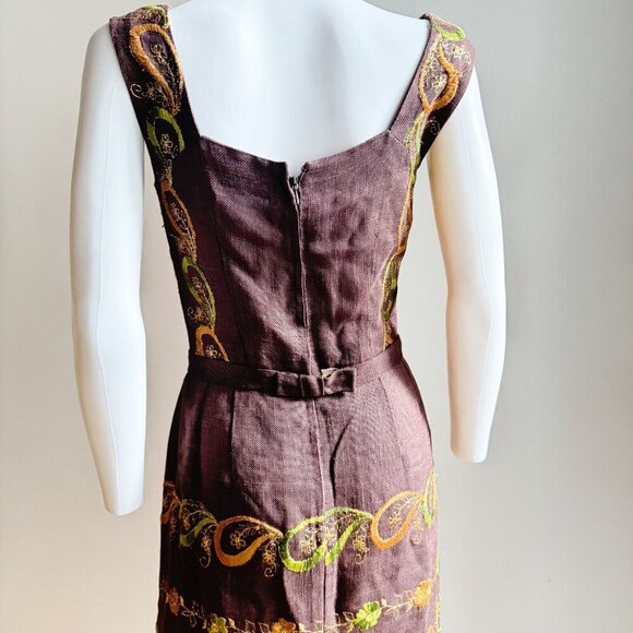Vintage Wascheek Wien Austria Embroidered Sheath Dress S - Picture 6 of 9